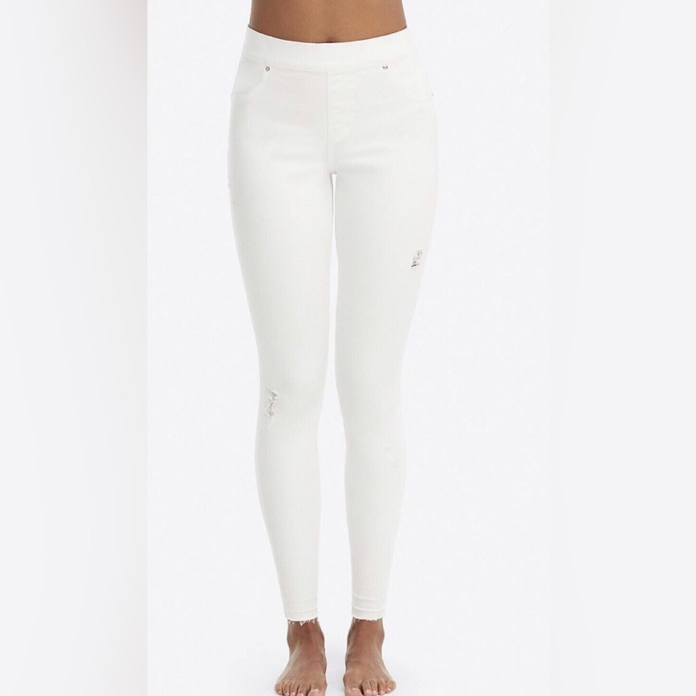 Spanx Distressed White Skinny Jeans)20229R